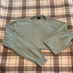 J. Crew Lightweight Cotton Cashmere Crewneck Sweater in Soft Sage Green